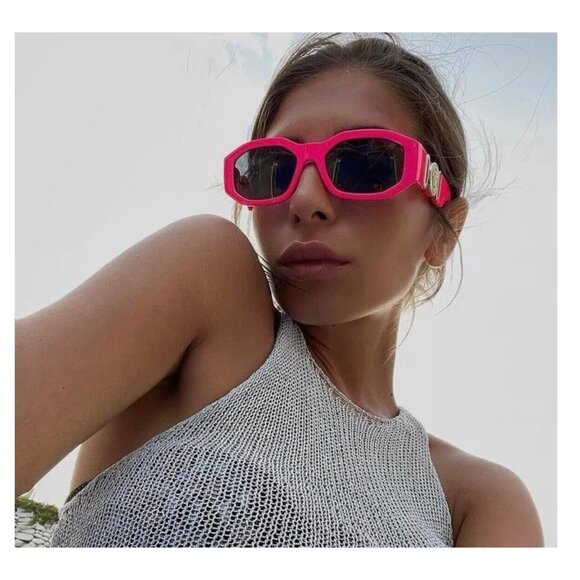 VERSACE Sunglasses VE4361 Pink Biggie Sunglasses Fuxia Fluo Medusa Rectangle - Picture 13 of 16